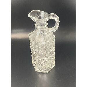 Vintage Anchor Hocking Wexford Clear Diamond Vinegar/Oil Cruet no Stopper USA